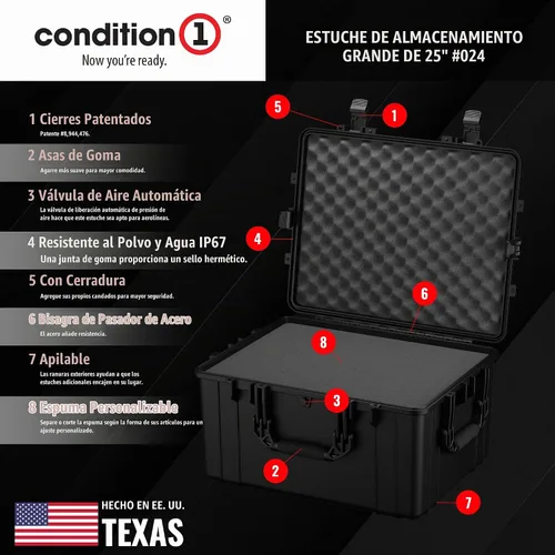 Vista 3 de Condition 1 Estuche rígido resistente al agua de 25 pulgadas, modelo 024, negro
