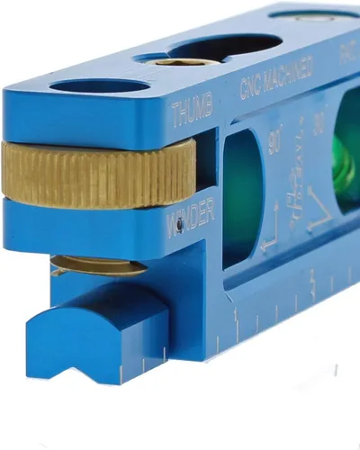 Vista 5 de Nivel Eléctrico IDEAL 35-206 Nivel de Electricista de Aluminio CNC Mecanizado con 2 Viales de Acrílico, Mordaza Magnética, Enrollador de Pulgar, Azul