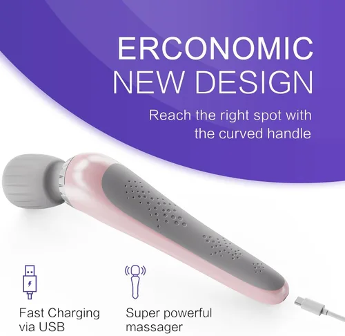 Vista 4 de Vibrador de Masaje de Mano con Vibración, Portátil de 5 Velocidades de Tejido Profundo, Potente Varita Mágica Personal Masajeador, vibrador