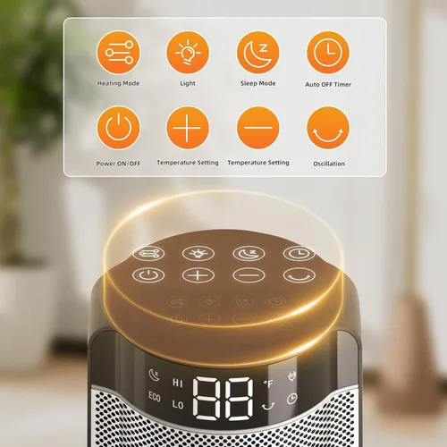 Vista 6 de Calentadores de espacio para uso en interiores Habitación grande, oscilación de 70°, cerámica de calentamiento rápido eléctrico con termostato