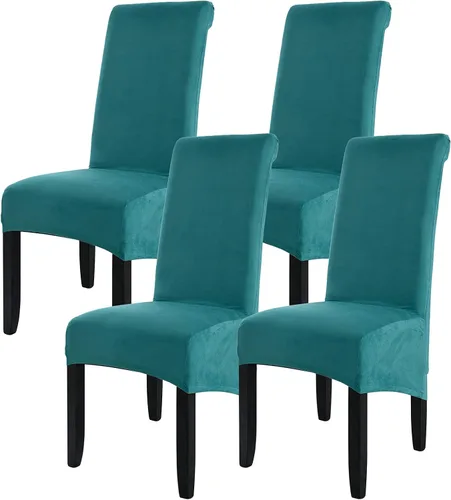 Vista 32 de ele ELEOPTION Fundas grandes de terciopelo y elastano para silla, fundas protectoras suaves y elásticas para silla, extraíbles y lavables para Negro