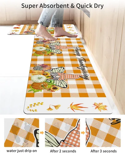 Vista 4 de Thanksgiving Elf Bath Mat for Tub,Non Slip Bathroom Floor Runner Rug Quick Dry & Absorbent Diatomaceous Earth Shower Sink Kitchen Washable