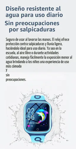 Vista 6 de TEZILON 4G - Reloj inteligente con GPS para niños y niñas Azul