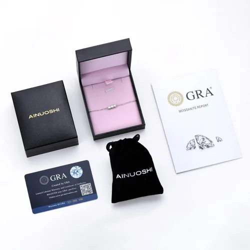 Vista 7 de AINUOSHI Pulseras de moissanita de joyería fina, regalos para el día de San Valentín para mujeres, pulsera de plata esterlina 925 chapada en oro