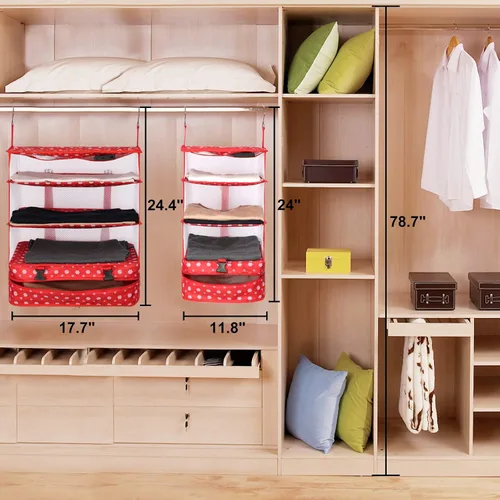 Vista 32 de TABITORA - Estantería portátil y plegable de gran capacidad con ganchos para colgar, ideal como almacenamiento para viajes