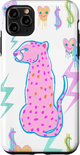 Vista 13 de iPhone 16 Preppy Art Cheetah, Pink Cheetah, Preppy Art Estética Funda