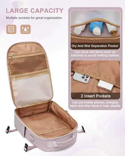 Vista 5 de UPPACK Mochila de viaje grande para mujeres y hombres, mochila de transporte para aviones, mochila de viaje para mujer, mochila de gimnasio