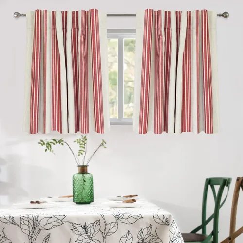 Vista 59 de DriftAway Chris Linen - Cortinas opacas con capa térmica y reductora de sonido, 63 pulgadas de largo para dormitorio, cortinas estampadas a rayas
