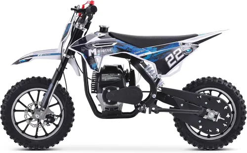 Vista 3 de MotoTec Demon - Motocicleta de motocross de gas para niños de 50 cc y 2 tiempos Azul