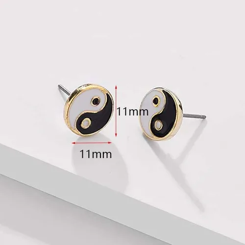 Vista 3 de Equilibrio de la dualidad Yin y Yang símbolo Tai Chi Bagua Yin Yang Life Balance Pendientes para mujeres niñas joyería de inspiración