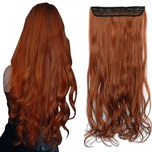 Vista 9 de Extensiones de cabello sintético de 24 pulgadas, 4.23 onzas, color negro, 5 clips, extensiones de cabello sintético resistentes al calor #1 (negro)