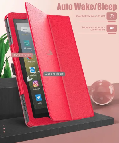 Vista 7 de MoKo - Funda compatible con la tablet Kindle Fire HD 8 y 8 Plus (10ª generación, versión de 2020), funda de soporte plegable y diseño delgado