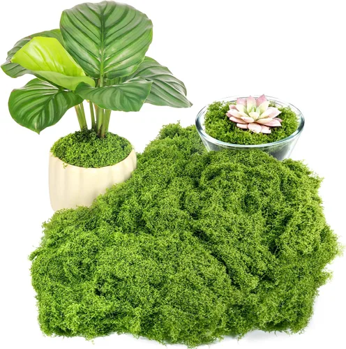 Vista 8 de Fake Green Moss for Plants Indoor, 5.3OZ Artificial Moss (Dark Green)