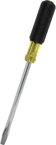 Vista 3 de Klein Tools 600-8 desarmador de cabeza plana con punta keystone de 3/8 pulgadas, mango cuadrado resistente de 8 pulgadas, negro