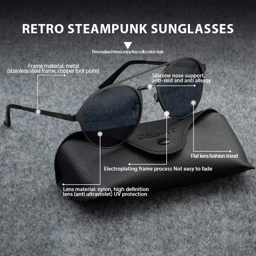 Vista 4 de OSSAT Gafas de sol ovaladas con marco de metal Lente espejada clásica neutral
