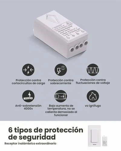 Vista 8 de Zoiinet - Kit de interruptor de luces inalámbrico, diseño con hebilla y removible, interruptor de múltiples vías, no necesita WiFi, programable