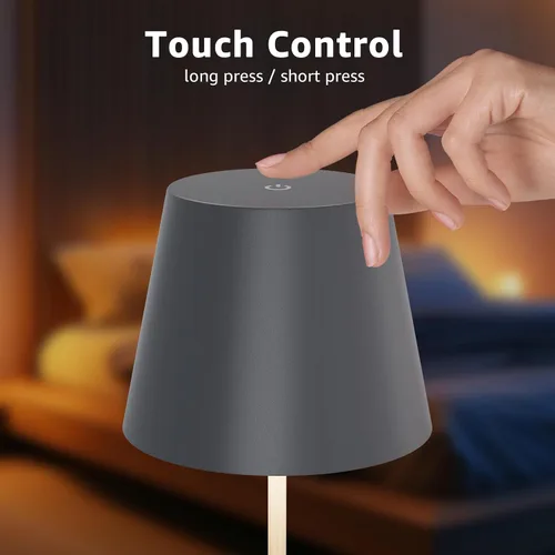 Vista 7 de uuffoo Paquete de 2 lámparas de mesa inalámbricas recargables de 5000 mAh, luces a pilas, control táctil, lámparas de escritorio portátiles LED de 3