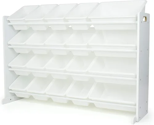 Vista 9 de Humble Crew - Organizador de juguetes para niños, 20 contenedores de almacenamiento, color blanco y rosa Rosa/blanco