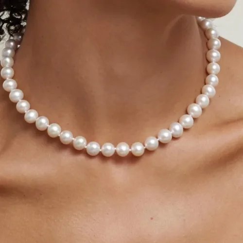 Vista 11 de The Pearl Source Real Pearl Necklace for Women with AAA+ Quality Round White Freshwater Genuine Cultured Pearls