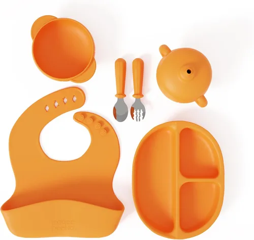 Vista 11 de Set de alimentación para bebés en color albaricoque completo BLW Supply Essentials (juego de 7 piezas)