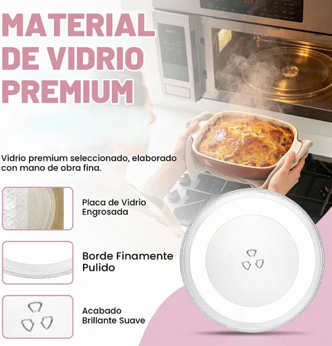 Vista 5 de Placa giratoria de vidrio para microondas W10337247 de 12 pulgadas apta para placa de vidrio de microondas Whirlpool - Reemplazar la bandeja