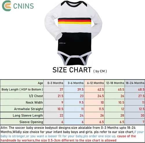Vista 16 de Cnins Body deportivo para bebé, de manga larga, con temática de fútbol, unisex, para bebés de 0 a 18 meses