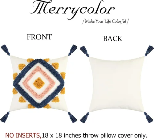 Vista 4 de Merrycolor - Fundas de almohada boho geométricas modernas con diamantes, almohadas decorativas boho, fundas de almohada de estilo arrojado y suaves