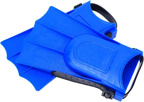 Vista 4 de Un par de aletas cortas de PVC para niños y niñas de buceo ligero para entrenamiento de natación y buceo de pies para niños y jóvenes, conjunto