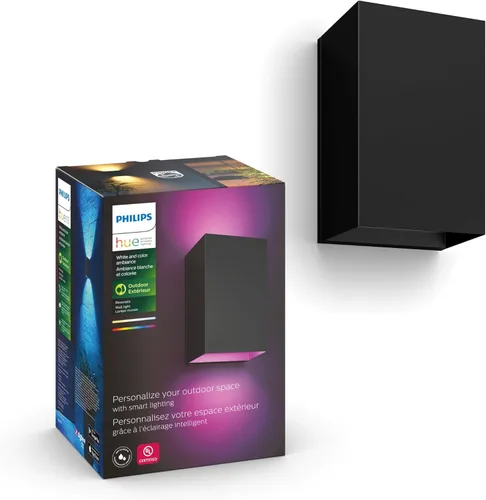 Vista 8 de Philips Hue Impress - Lámpara de pared para exteriores (cableada), (6.1 x 9.4 pulgadas), luz blanca y de color, control de voz, requiere puente