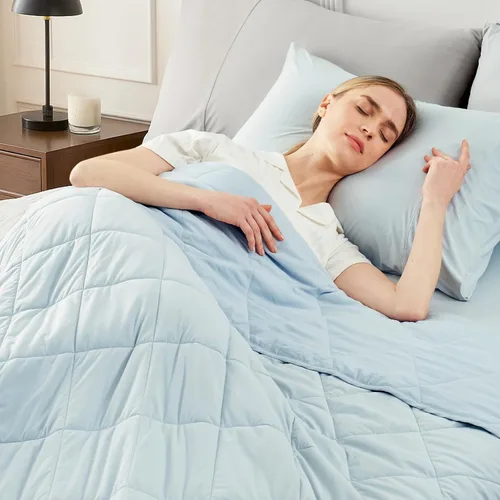 Vista 18 de Manta refrescante Cozy Bliss para personas que duermen calientes tamaño Queen, Q-Max 0.45 Confort refrescante, mantas frías para sudores nocturnos