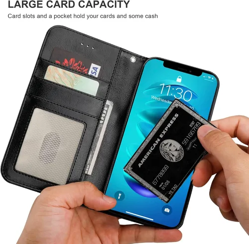 Vista 6 de Bocasal - Funda tipo cartera desmontable para iPhone 14 Pro, color negro