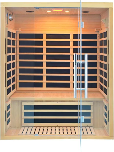 Vista 29 de Sala de sauna de infrarrojo lejano de 1350W para el hogar, sauna de madera canadiense de Hemlock de calentamiento rápido bajo EMF, luz de sauna que