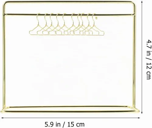 Vista 6 de Toddmomy - Perchero miniatura para muñecas con 10 mini perchas de metal para muñecas de ropa, soporte de almacenamiento para accesorios de casa
