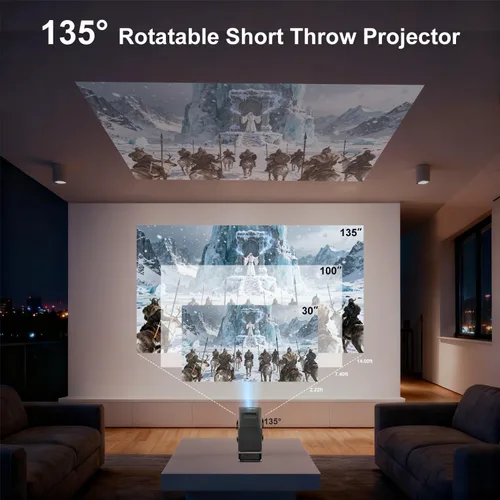Vista 4 de Mini proyector, proyector portátil compatible con 4K, proyector de películas para exteriores Full HD 1080P con WiFi6 y Bluetooth