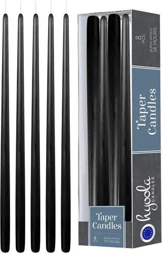 Vista 10 de Hyoola Paquete de 12 velas altas cónicas – Vela negra sin goteo de 10 pulgadas sin perfume – Cera de parafina con mechas de algodón – 8 horas