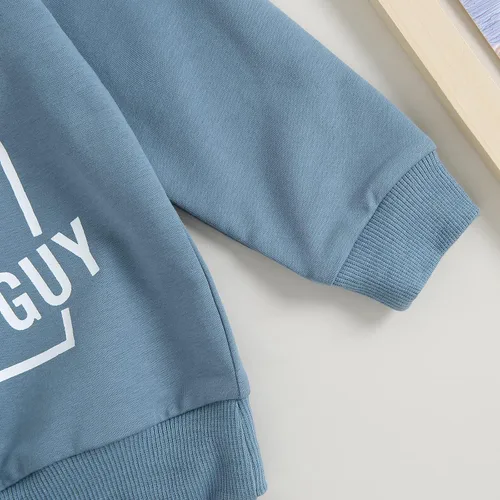 Vista 6 de ZAXARRA Conjunto de 2 sudaderas con estampado de letras y cuello redondo para bebé niño y niño, conjunto de 2 piezas para otoño e invierno