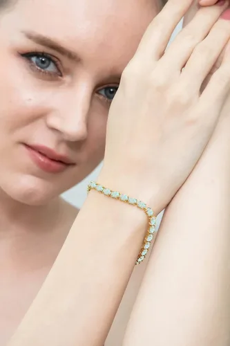 Vista 3 de Sterling Silver Genuine, Created or Simulated Gemstone Oval-cut Tennis Bracelet for Women with Gift Box
