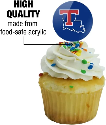 Vista 3 de GRAPHICS & MORE Louisiana Tech University Bulldogs Logo Cupcake Picks Toppers Decoración Set de 6