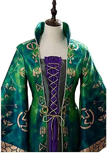 Vista 4 de Disfraz de Winifred Sanderson para mujer, vestido de Mary Sarah Sanderson, para adulto, camiseta de cosplay de bruja, talla grande, traje