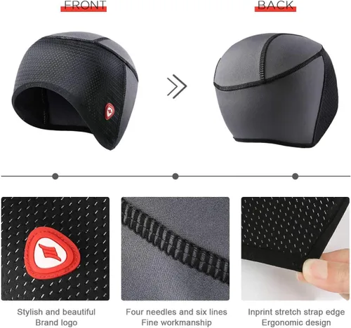 Vista 4 de Santic Gorra de cráneo para ciclismo, forro polar térmico, resistente al viento, se adapta debajo de los cascos