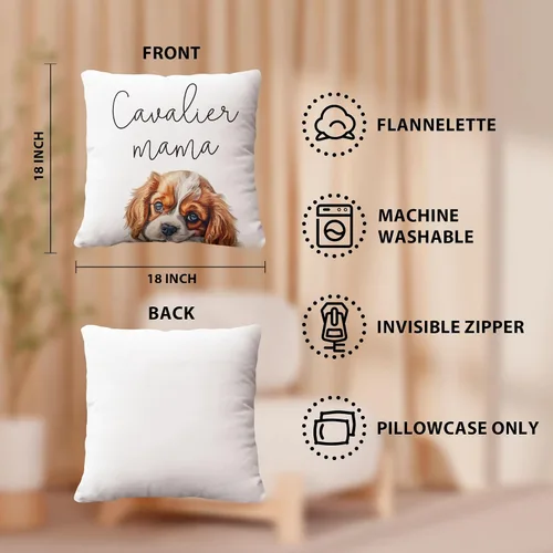 Vista 3 de Cavalier Mama - Funda de almohada de 18 x 18 pulgadas, estampado de doble cara para sofá, cama, bonita decoración de perro, regalos