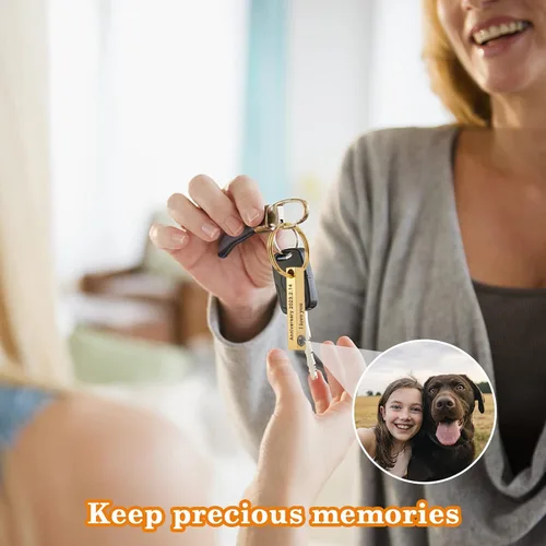 Vista 5 de Llavero personalizado con imagen Llavero de foto personalizado con texto, regalos personalizables para hombres, mujeres, novios