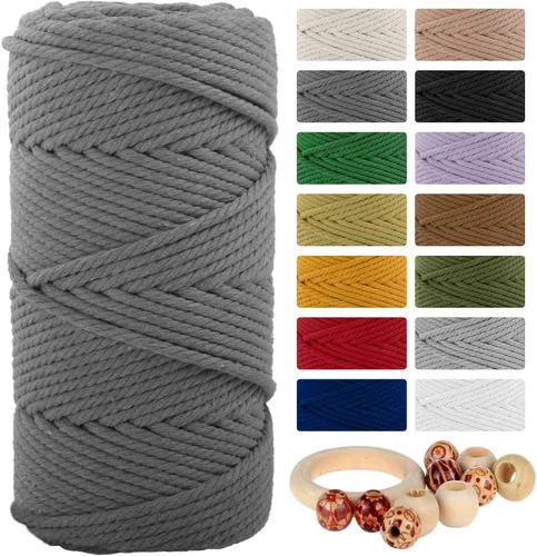 Vista 27 de Munzong - Cuerda de macramé color verde ejército, 5 mm x 109 yardas, cuerda de algodón natural hecha a mano colorida de 100 m, cuerda de macramé