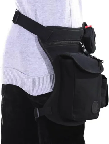 Vista 5 de Hebetag Riñonera para exteriores, bolsa de lona para hombres y mujeres, para viajes, táctica, motocicleta, ciclismo, senderismo, camping, muslo