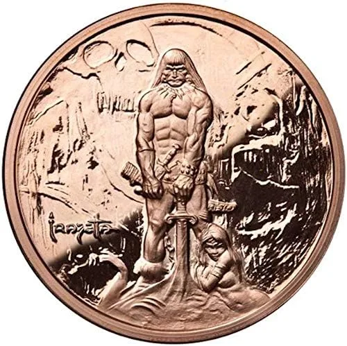 Vista 2 de Jig Pro Shop Frank Frazetta Series 1 oz .999 Medallón de cobre puro