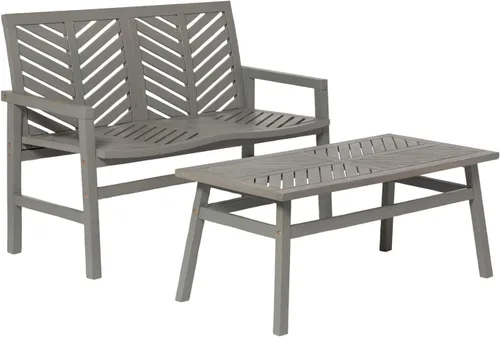 Vista 9 de Walker Edison Furniture Company - Mesa auxiliar rectangular para terraza al aire libre, madera de Chevron para todo tipo de clima