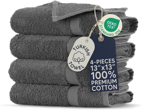 Vista 15 de Towel Bazaar Juego de toallas de 8 piezas, 100% algodón turco, color negro