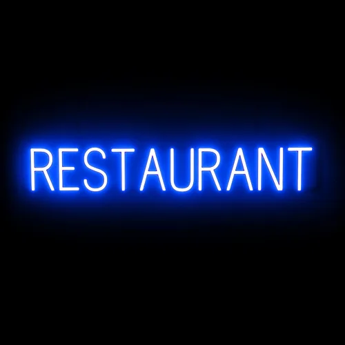 Vista 35 de SpellBrite Letrero EAT Letrero de neón para comer con luz LED azul, 13.1 x 6.3 pulgadas