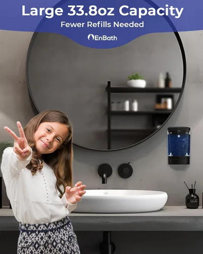 Vista 3 de Dispensador de jabón comercial de pared para baño (paquete de 2), dispensador de jabón de manos y desinfectante montado en la pared para el hogar