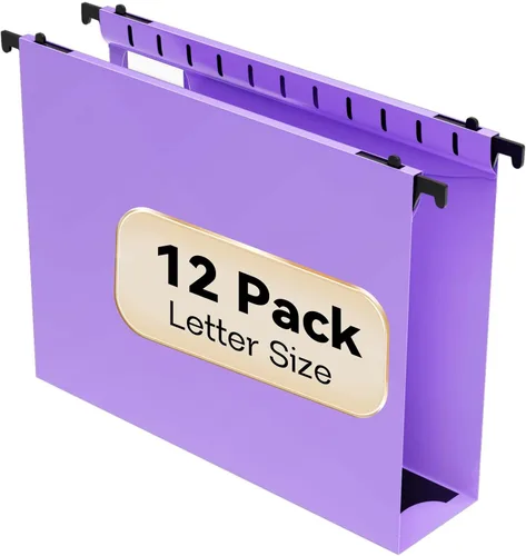 Vista 11 de Carpeta colgante de archivos de capacidad extra en plástico tamaño carta, paquete de 12 carpetas colgantes reforzadas con expansión de 2 pulgadas